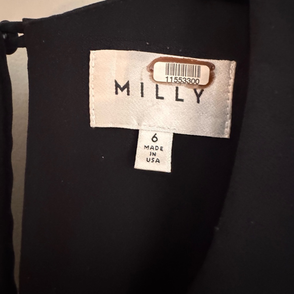 Milly Megan Dress Black Sleeveless Midi Dress Side Slit Cocktail Dress Size 6 - Picture 8 of 10